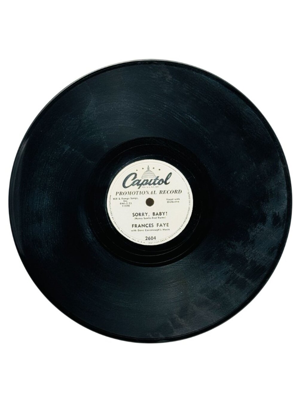 Frances Faye Hey Mister 10 Inch Shellac 78 RPM Capitol Promo Record 2604 - Picture 4 of 6